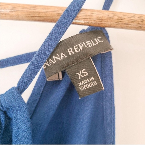 Banana Republic Blue Midi Dress Halter Ruffle Bottom tiered long XS - Picture 7 of 8